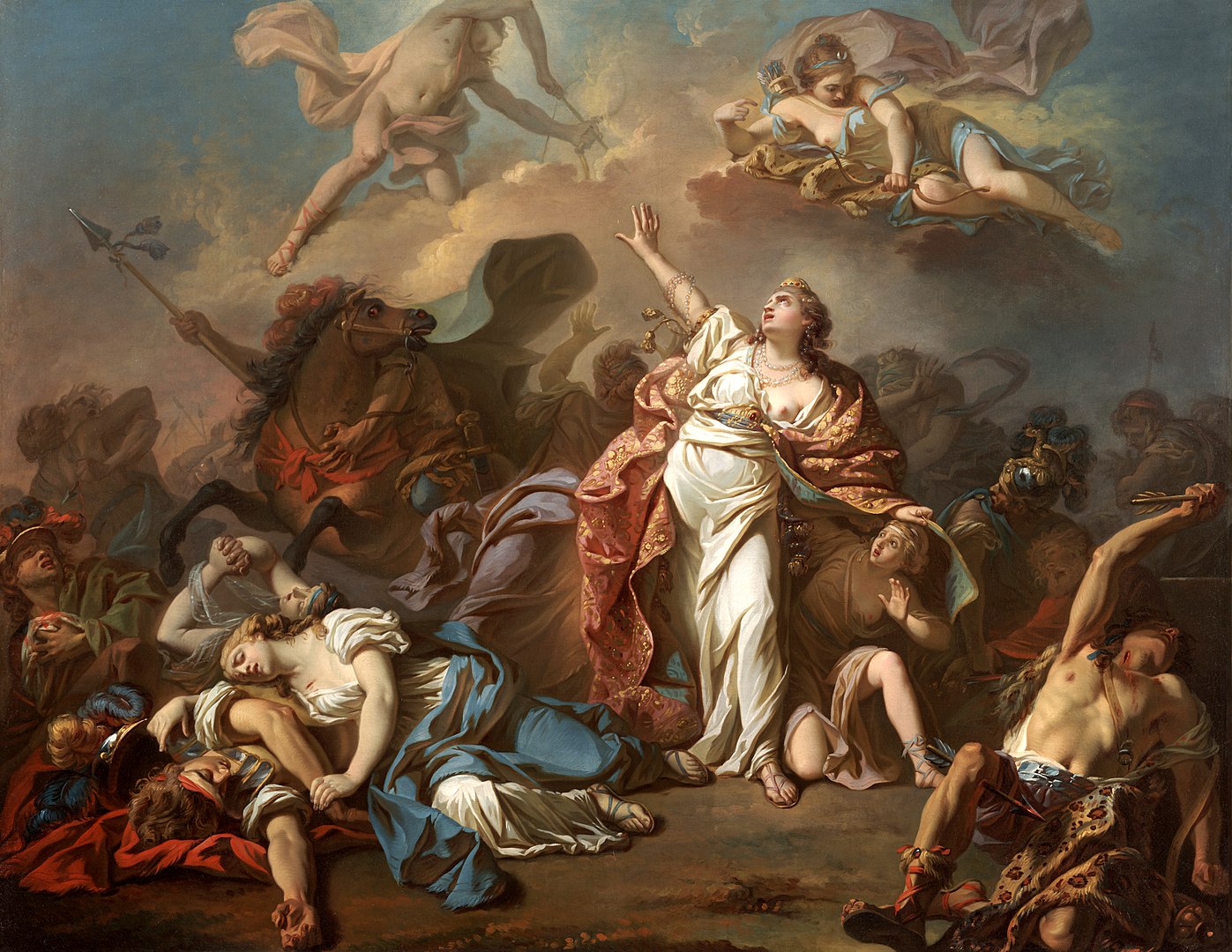 Apollo kills Niobe's sons painting by Jacques-Louis David